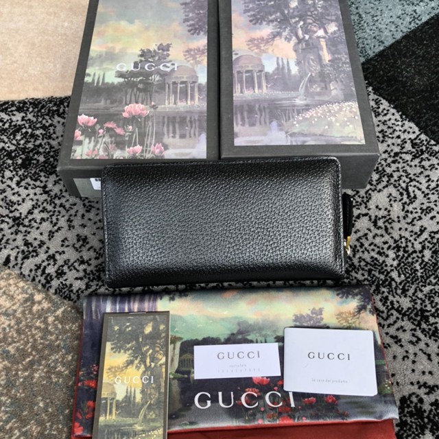 Gucci經典款錢夾錢包 428736 古馳Gucci原單GG金屬男士錢夾 克豬紋皮 黑色拉鏈長錢包  gqy3736